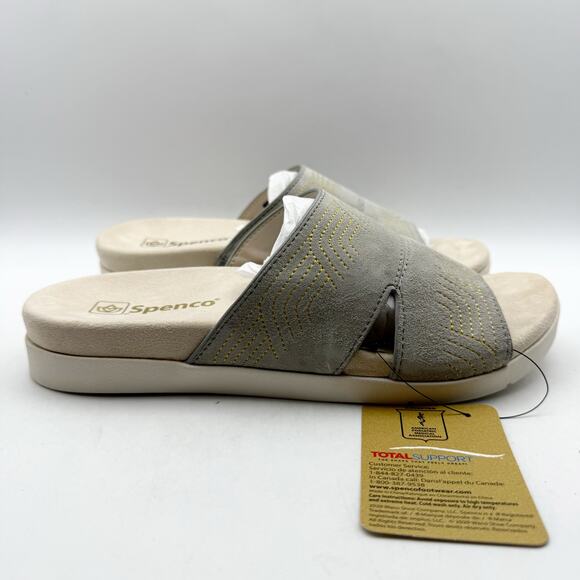 Spenco Womens Twilight Ellie Slide Sandals US 8.5 D EU 39 Grey Leather NIB - Picture 3 of 12